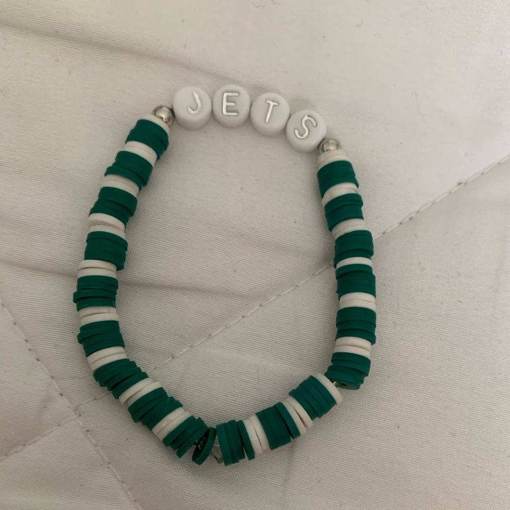 This is a jets bracelet and it was homemade!